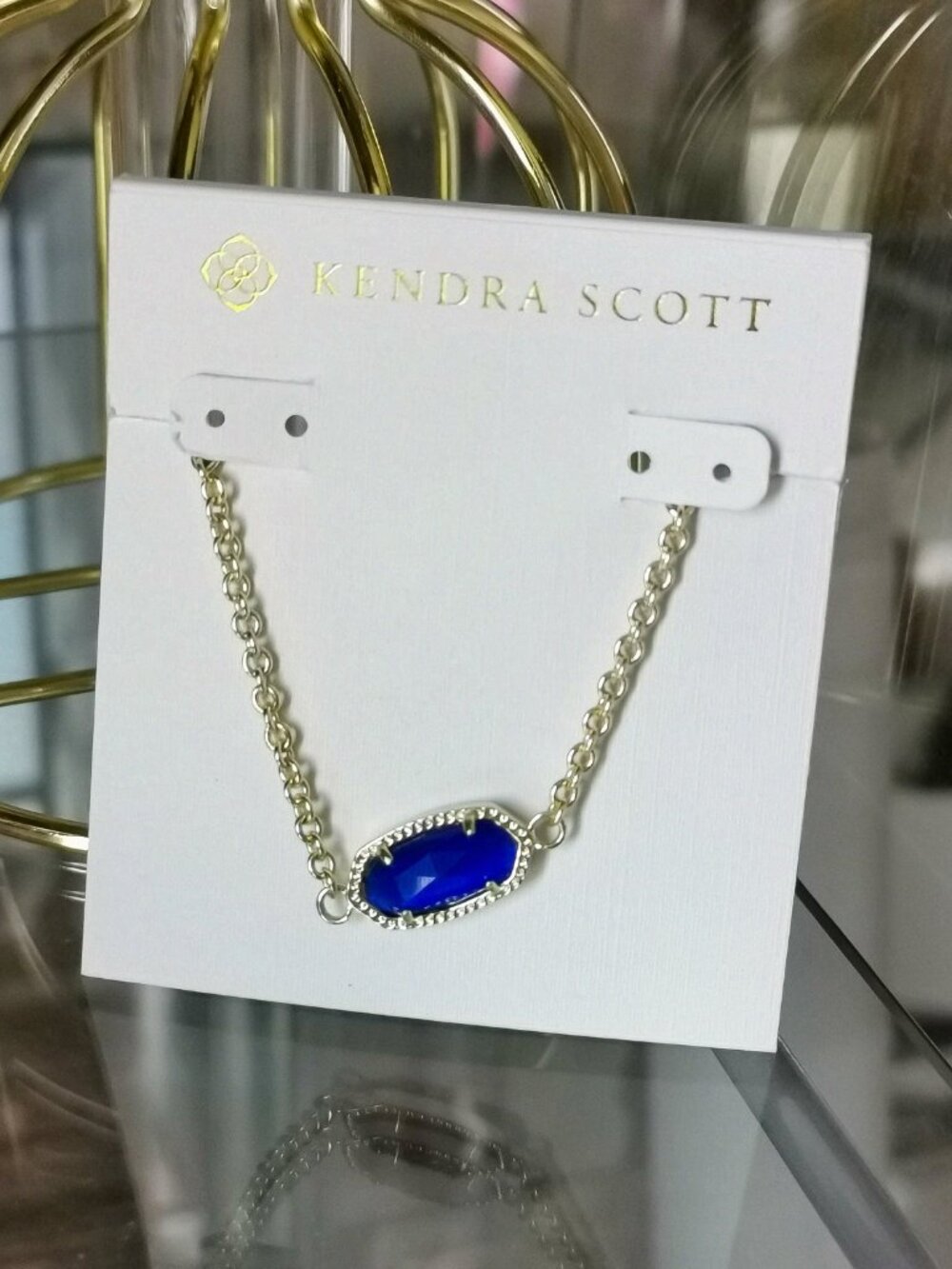 Kendra Scott - Elaina Cobalt Cat's Eye Gold Adjustable Chain Bracelet - NEW